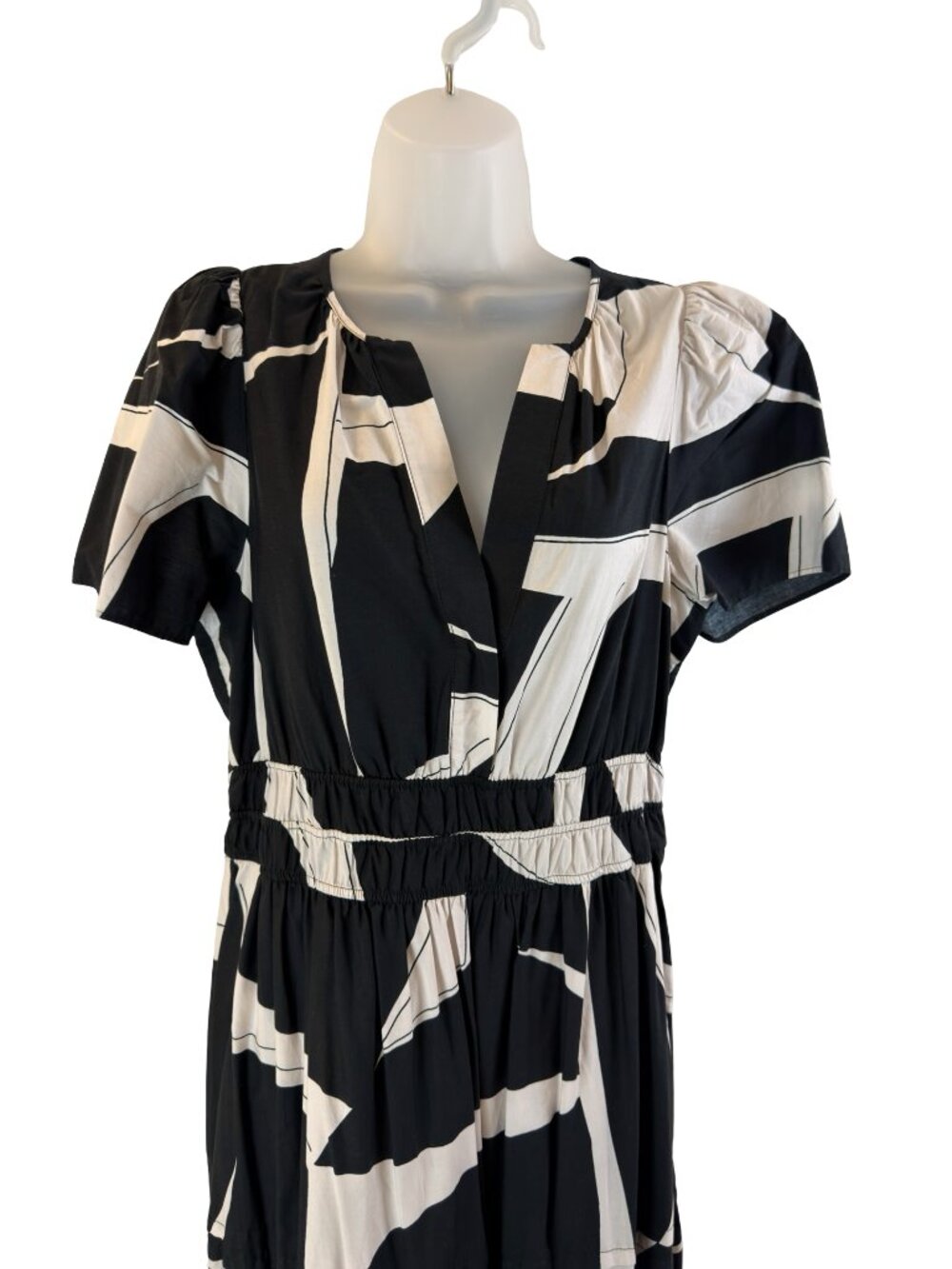 Anthropologie Maeve The Somerset Maxi Dress Black White Geometric Size Medium - Picture 2 of 13